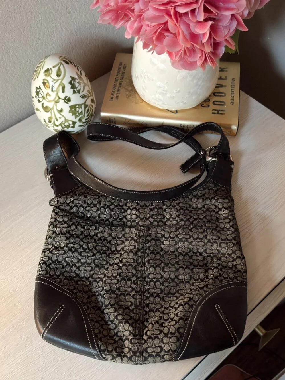 Coach Signature Jacquard Hobo Shoulder Bag
